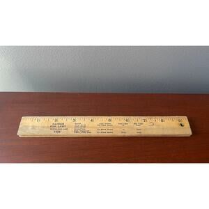 1957 Illinois Fish Laws 18" Folding Wood Ruler Sears Roebuck 'Lets Go Fishing'